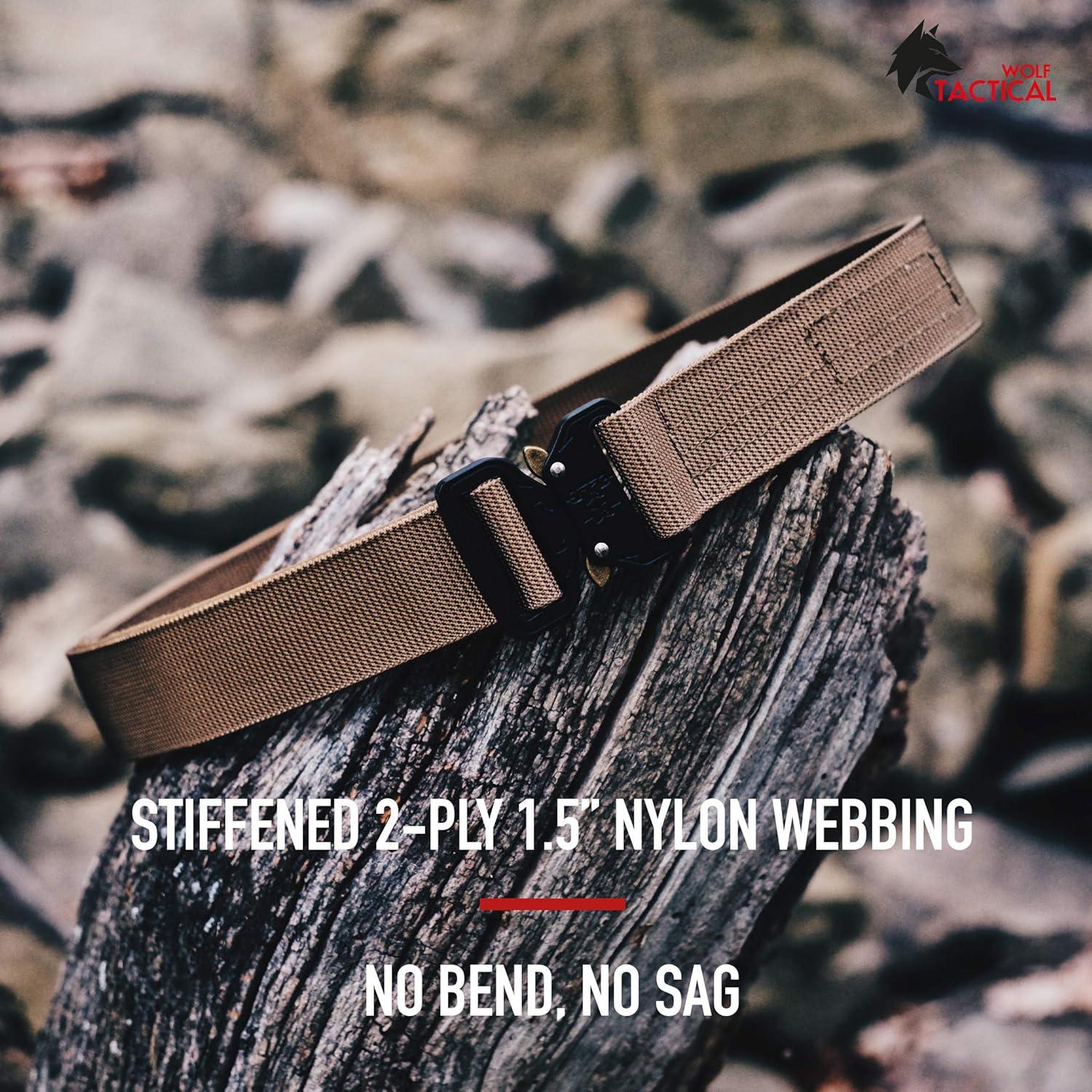 Cinturón EDC Wolf Tactical 1.5" Nylon Reforzado Negro