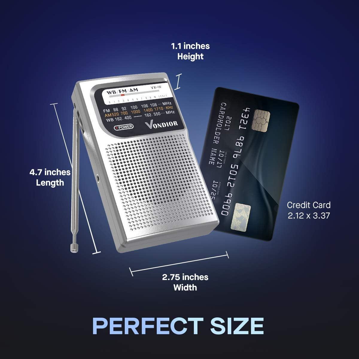 Radio Meteorológica Portátil Vondior NOAA AM FM Batería AA