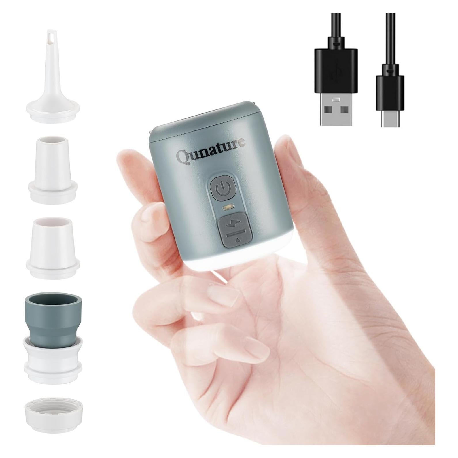 Bomba de Aire Portátil QUNATURE Recargable 1600mAh con Linterna