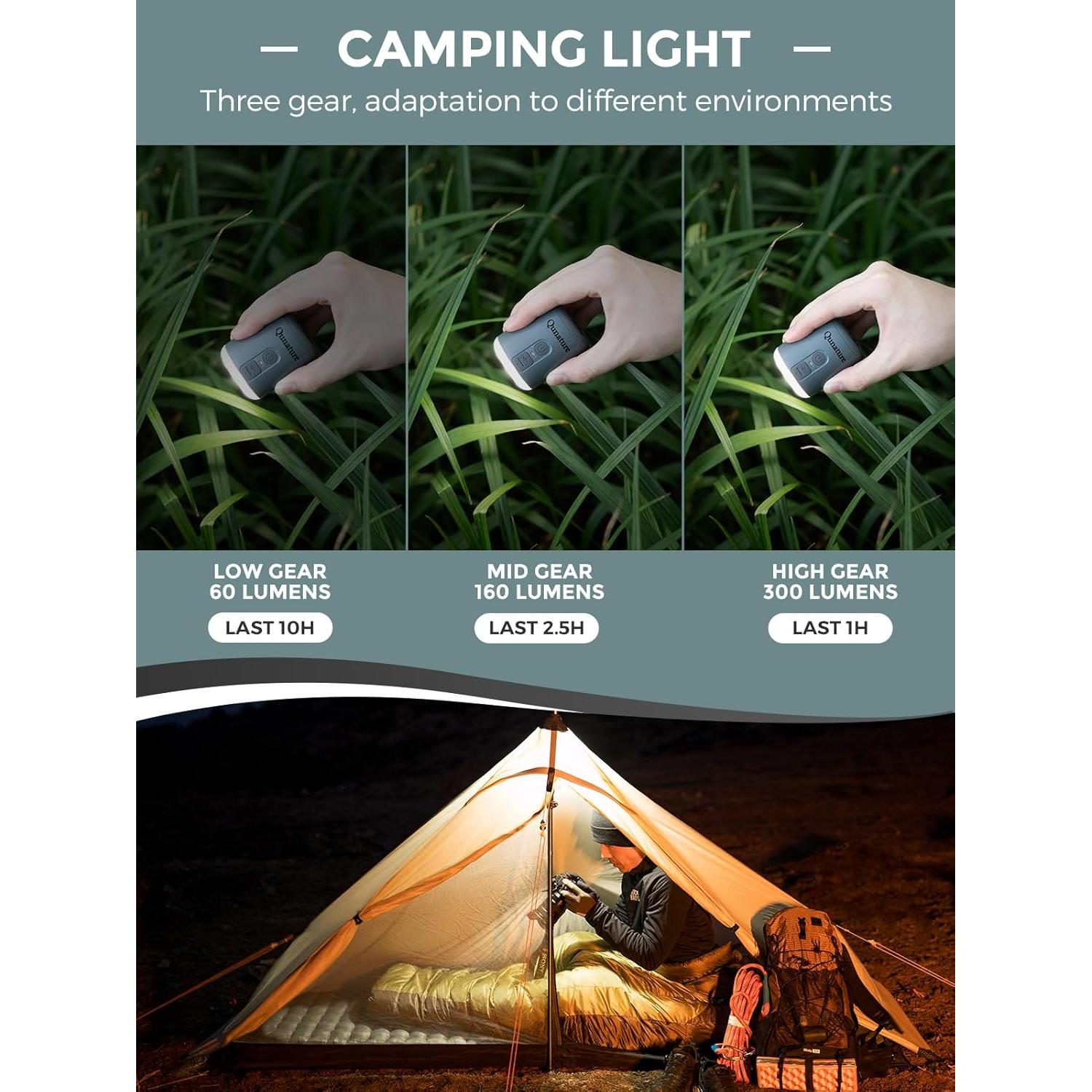 Bomba de Aire Portátil QUNATURE Recargable 1600mAh con Linterna