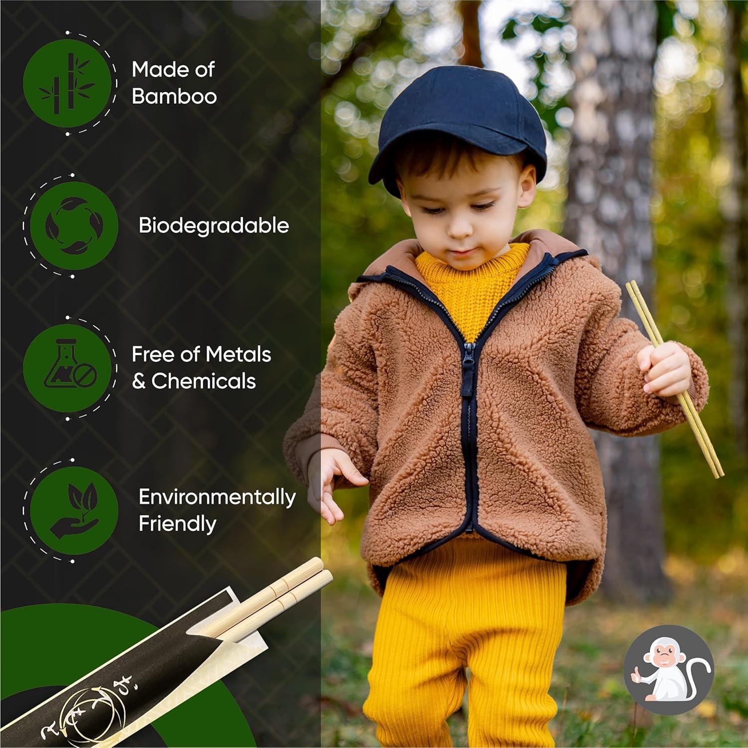 Palillos Desechables de Bambú Mono Albino 23.5 cm - 100 Pares