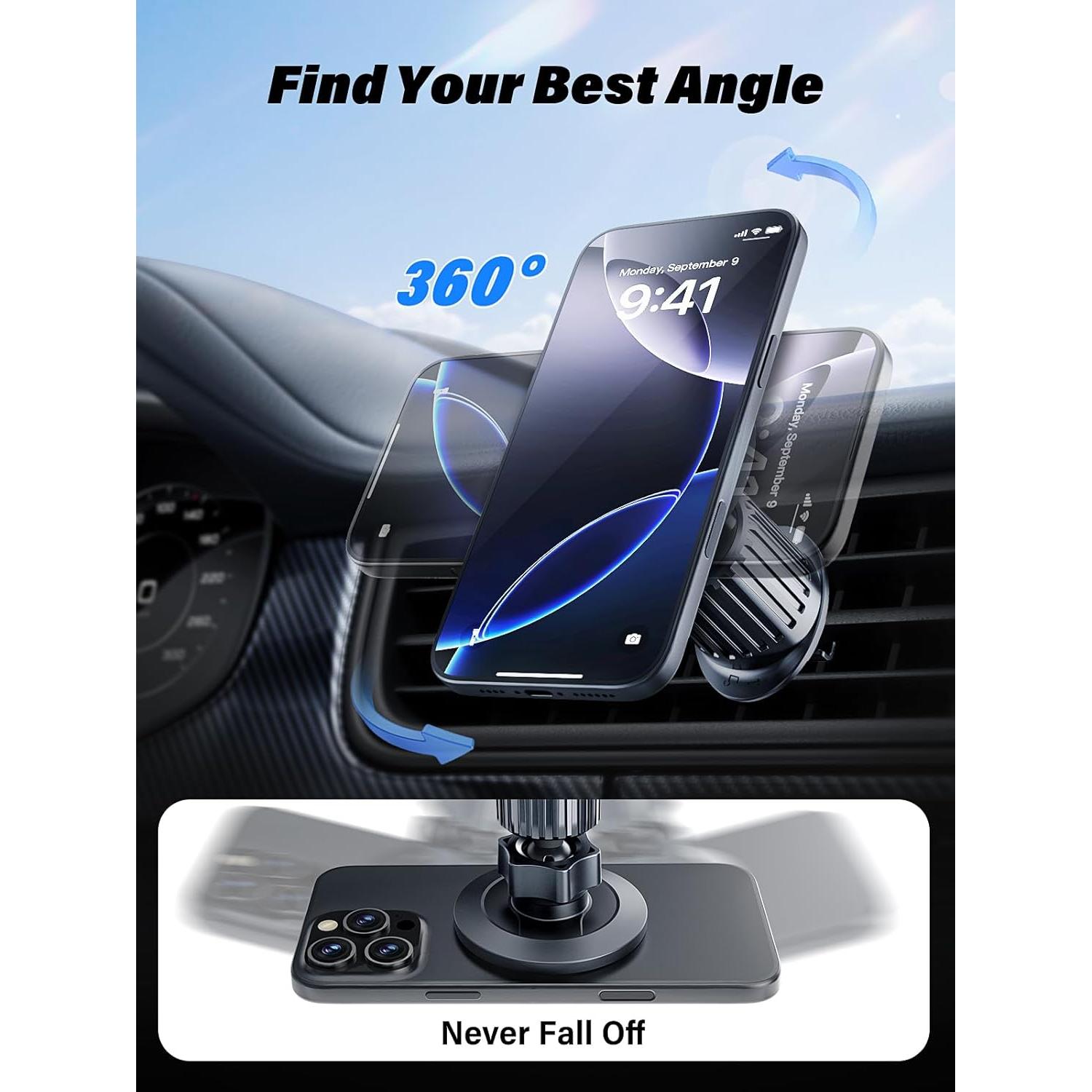 [Military-Grade] Magnetic Phone Holder for Car [Upgraded Strongest Magnet Power] Car Magnet Phone Mount, Air Vent Hands-Free Mag-Safe Cell Phone Holder Fit for iPhone 16 15 14 13 Pro Plus Max