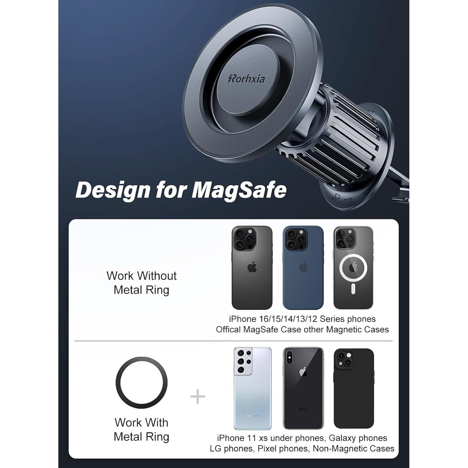 [Military-Grade] Magnetic Phone Holder for Car [Upgraded Strongest Magnet Power] Car Magnet Phone Mount, Air Vent Hands-Free Mag-Safe Cell Phone Holder Fit for iPhone 16 15 14 13 Pro Plus Max