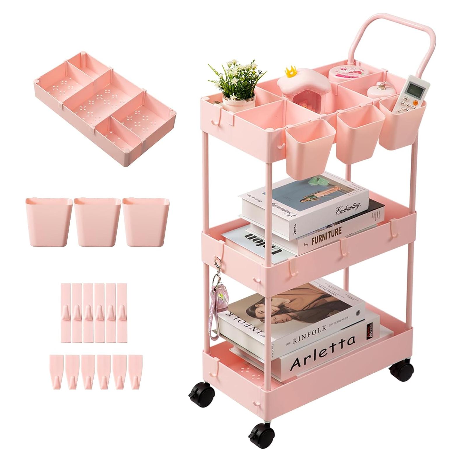 Carro de Almacenamiento Estrecho danpinera Rosa 3 Niveles