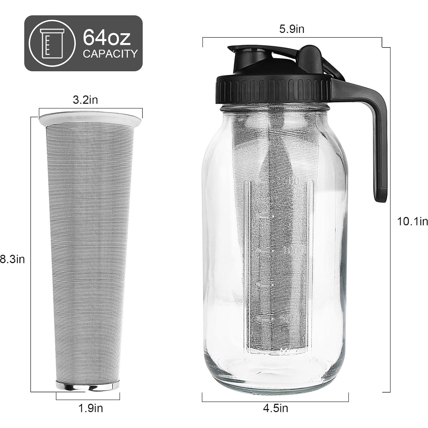 Cafetera Cold Brew QHH 1.89 L con Filtro Acero Inoxidable