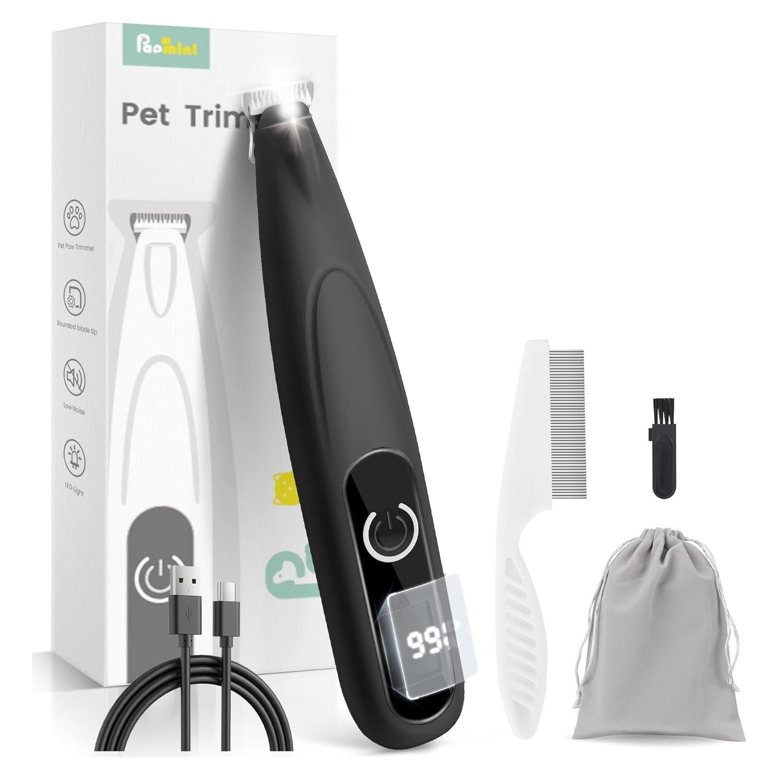 Kit de Aseo para Perros PAPMINI con Pantalla LED y Cuchilla Ancha