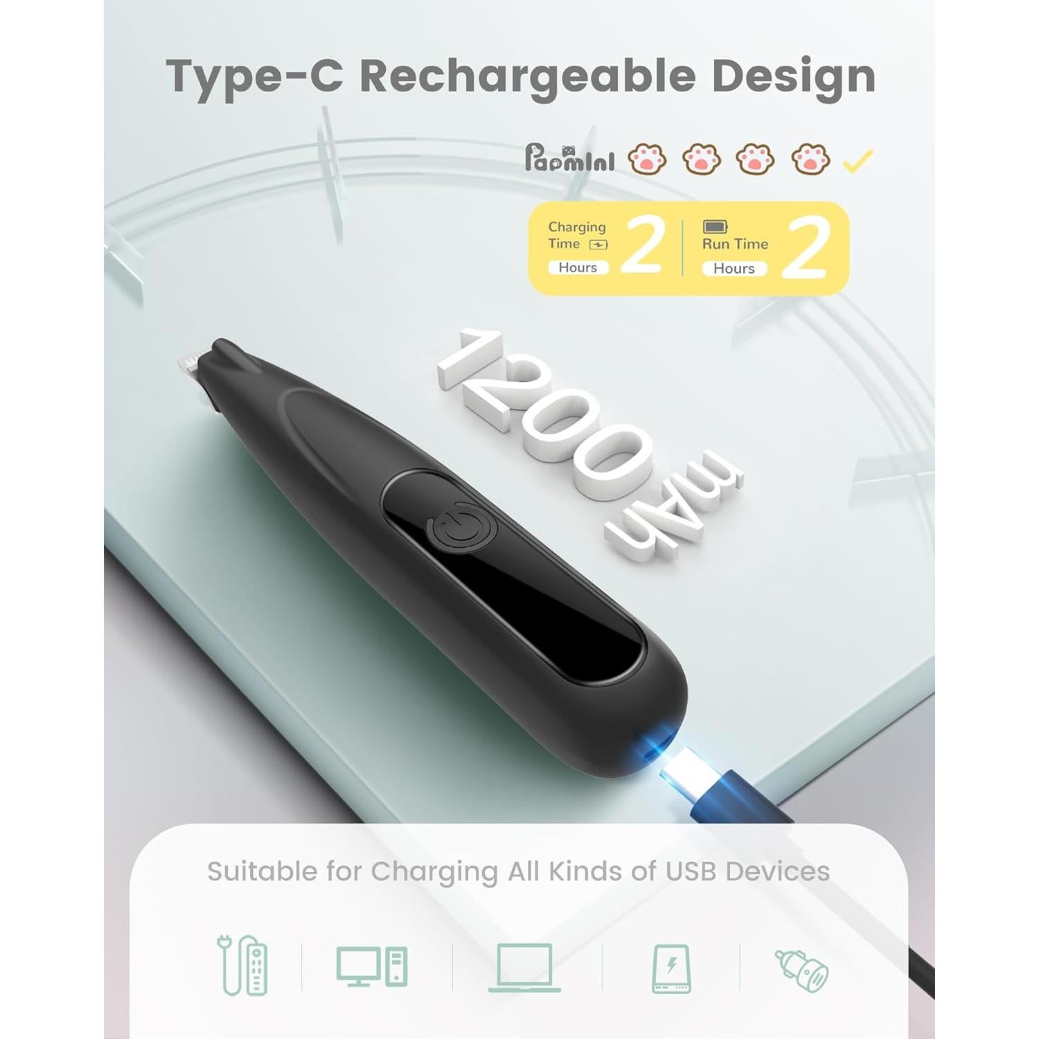 Kit de Aseo para Perros PAPMINI con Pantalla LED y Cuchilla Ancha