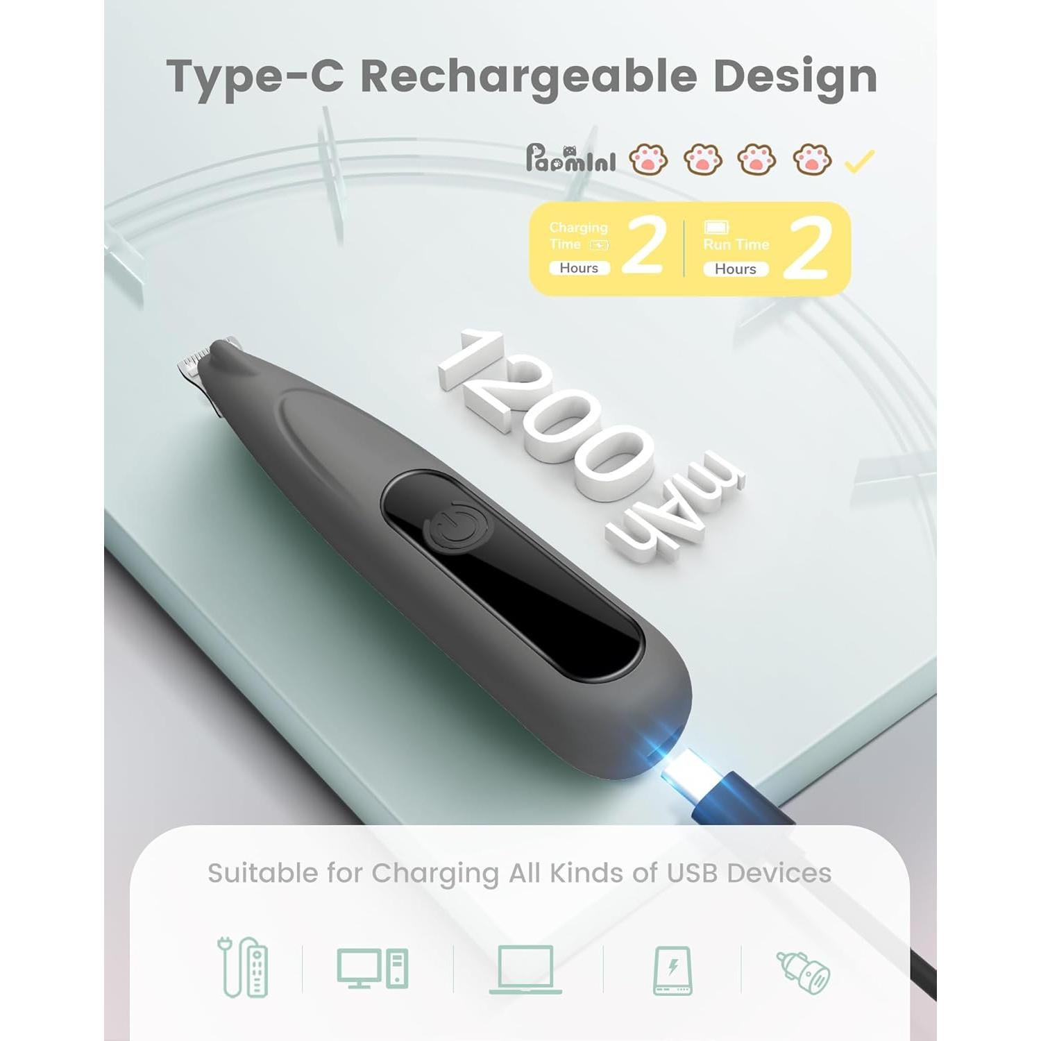 Kit de Aseo para Perros PAPMINI con Pantalla LED y Cuchilla Ancha