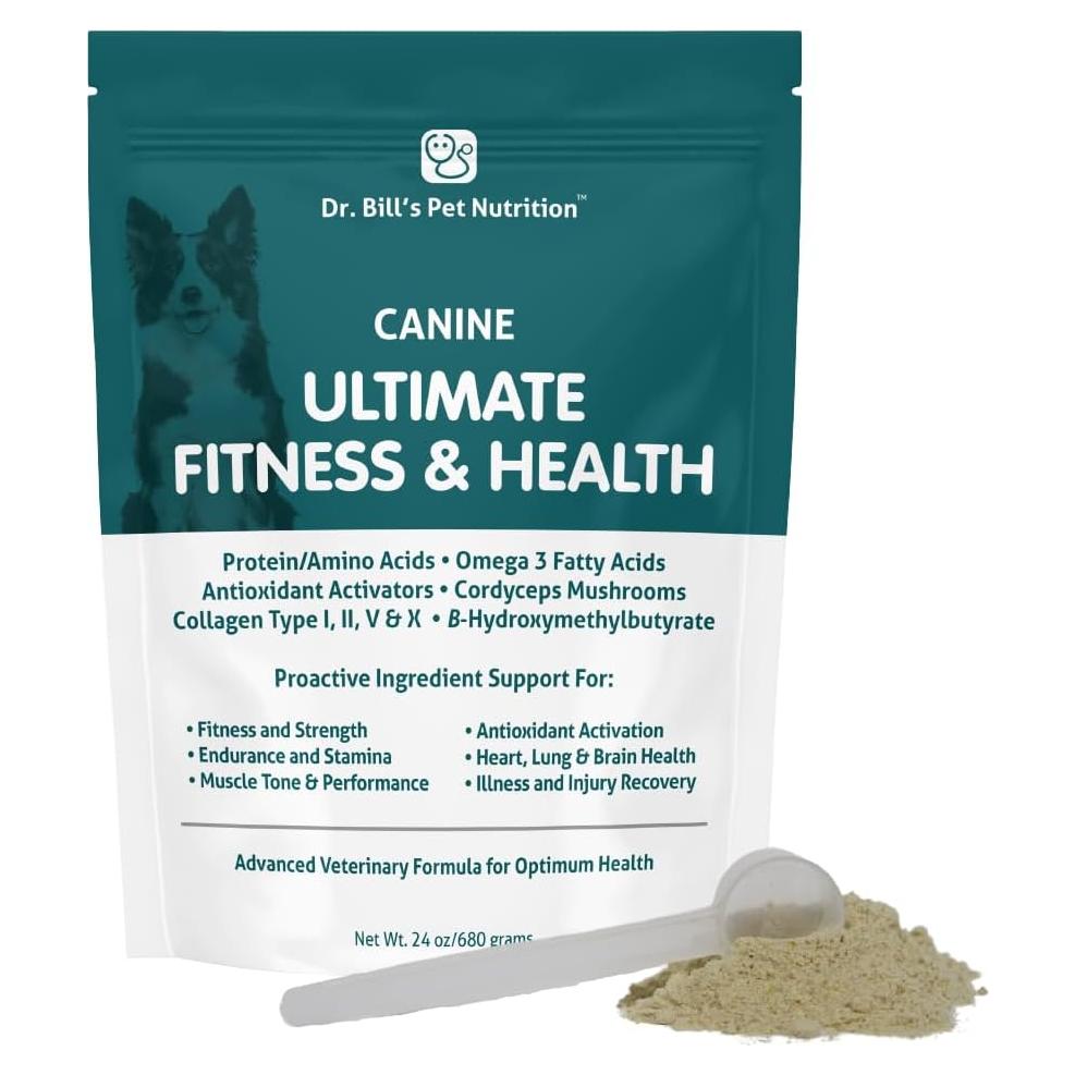 Dr. Bill’s Canine Ultimate Fitness & Health Vitamins for Dogs | Multivitamin for Dogs w/Coenzyme Q-10, Vitamin E, Vitamin D-3, Biotin, Folic Acid, Hyaluronic Acid Dog Vitamins and Supplements 340g
