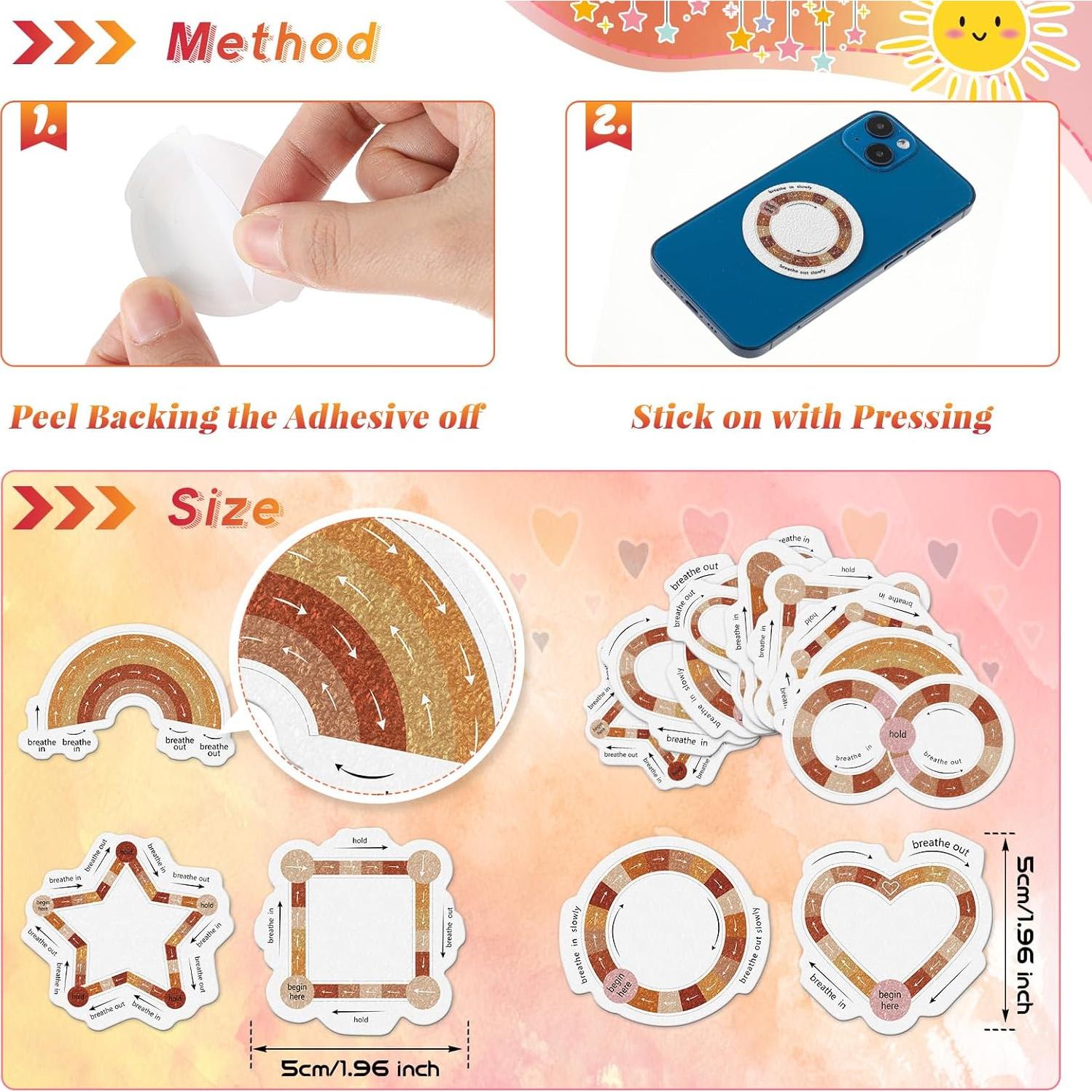 Calcomanías Sensoriales Antiestrés Gersoniel 72 Pcs Boho