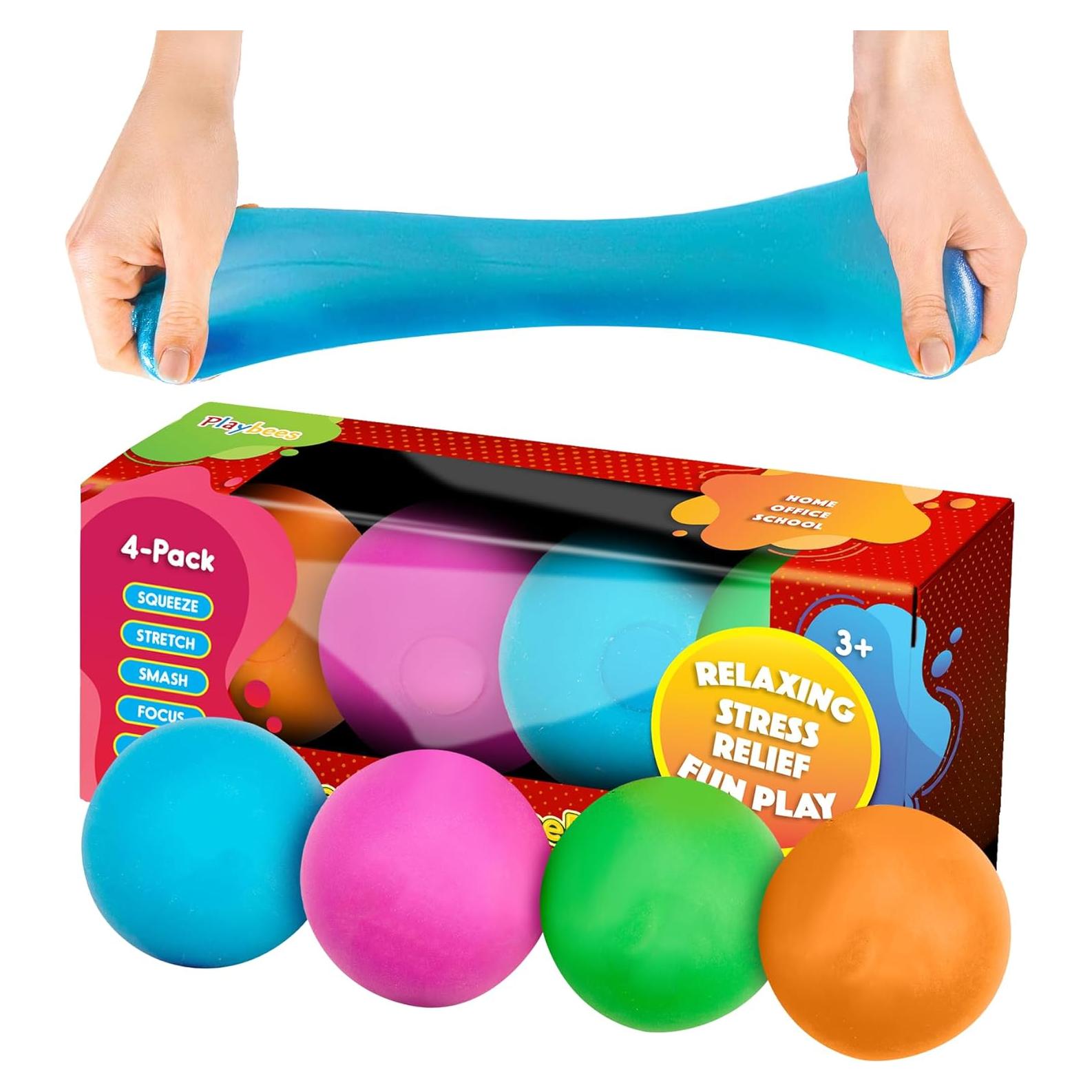 Pelotas Antiestrés Playbees 4PK - Juguetes Sensoriales 5.08 cm
