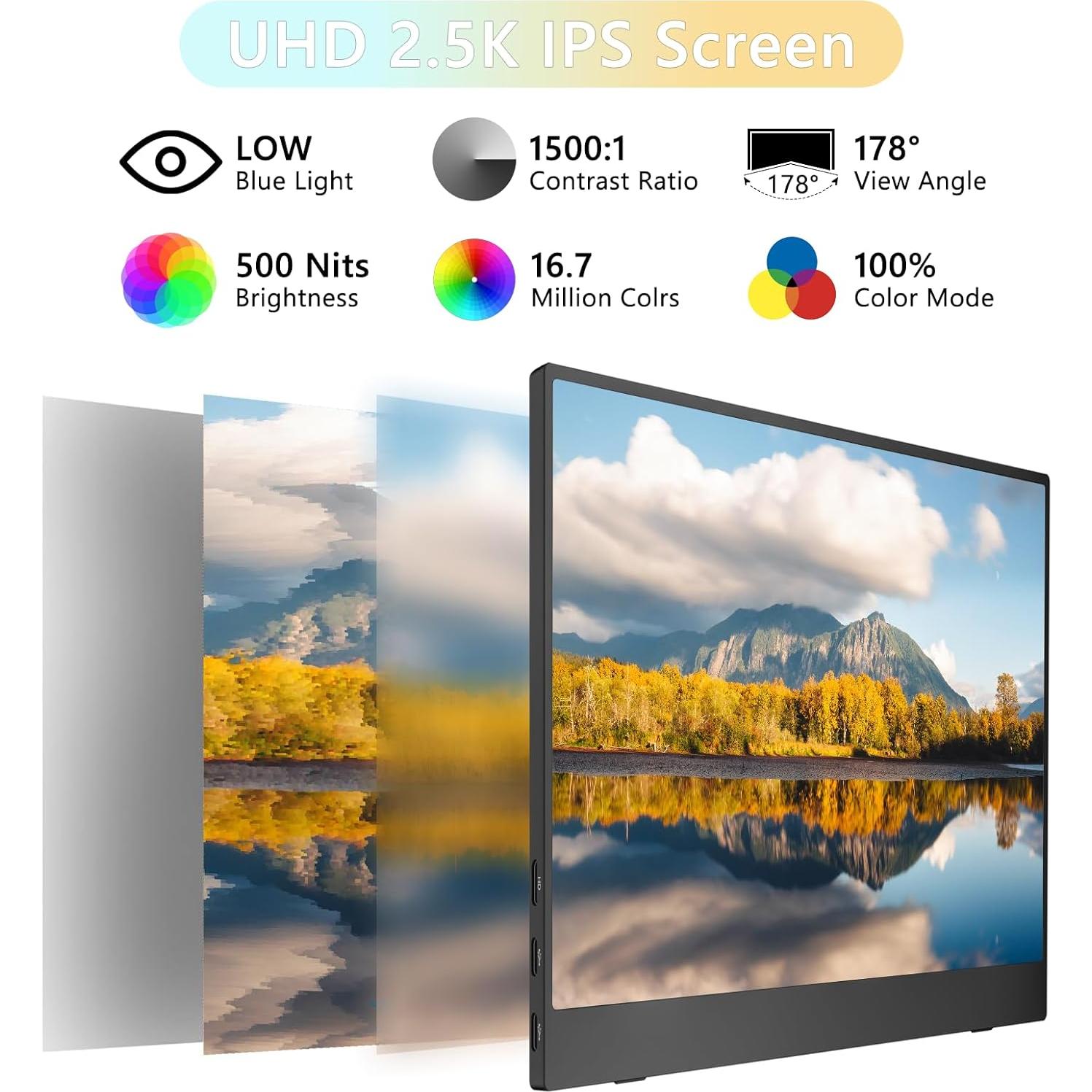 Monitor Portátil 2.5K Topmonitor 15.6" UHD 2560x1680 IPS