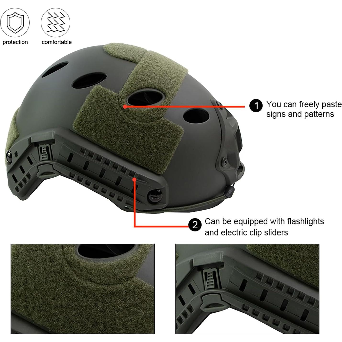 Casco Táctico Airsoft booiu PJ Verde Tamaño M Resistente