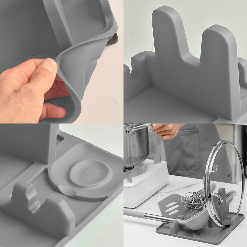 Soporte de Cuchara de Silicona Cozihom Gris Antideslizante