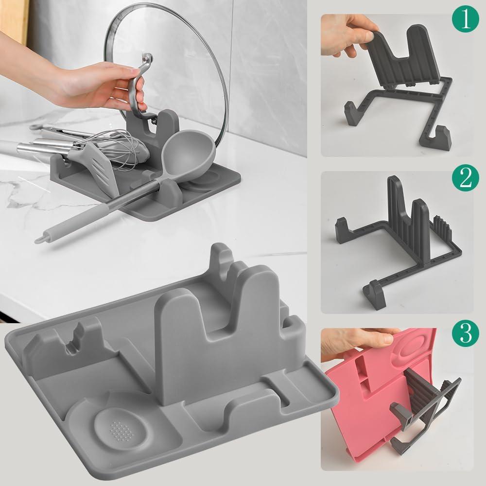 Soporte de Cuchara de Silicona Cozihom Gris Antideslizante