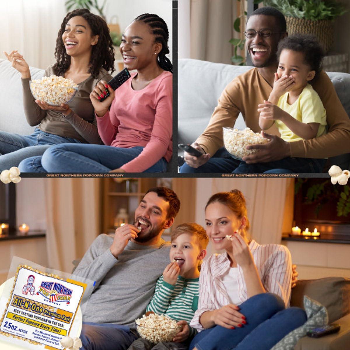 Movie Theater Style 12-Count Popcorn Packs-Pre-Measured 2.5 Ounce All-in-One Kernel, Salt, Oil Packets for Popping Machines by Great Northern Popcorn