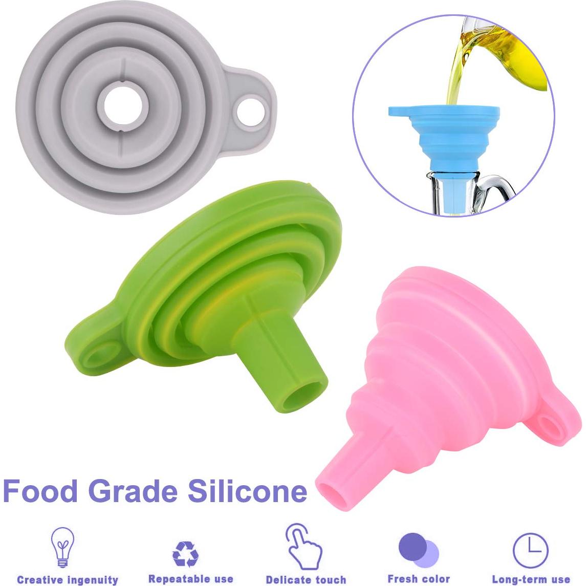 Embudo Plegable de Silicona Ecurfutek - 4 Paquete, Grado Alimenticio