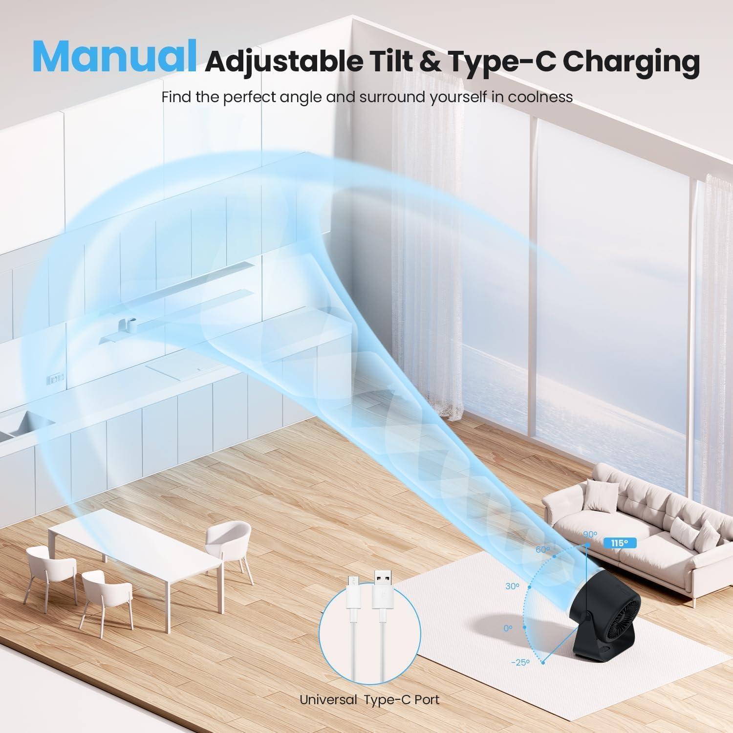 Ventilador de Escritorio DURBESTER 100 Velocidades 28dB Recargable