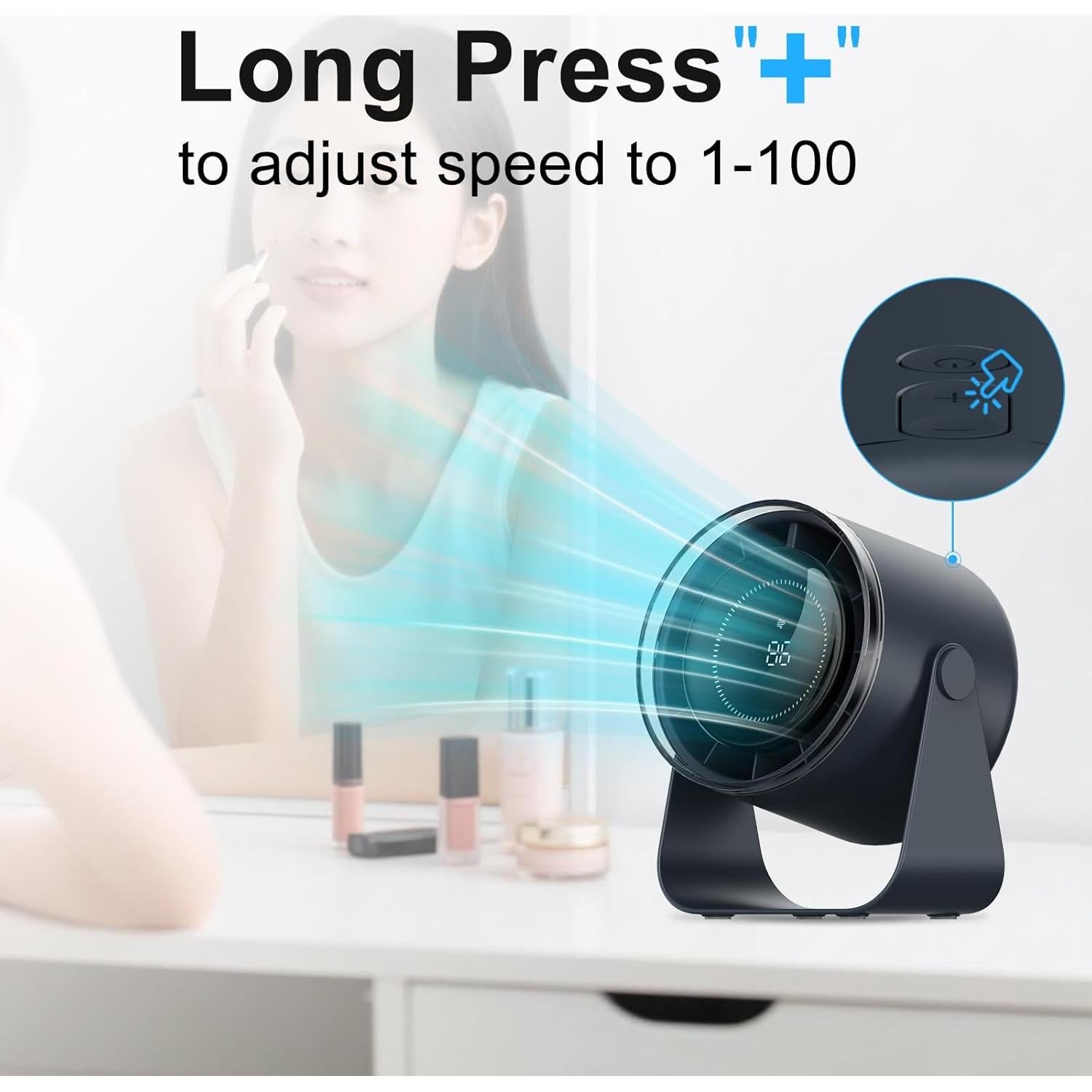 Ventilador de Escritorio DURBESTER 100 Velocidades 28dB Recargable