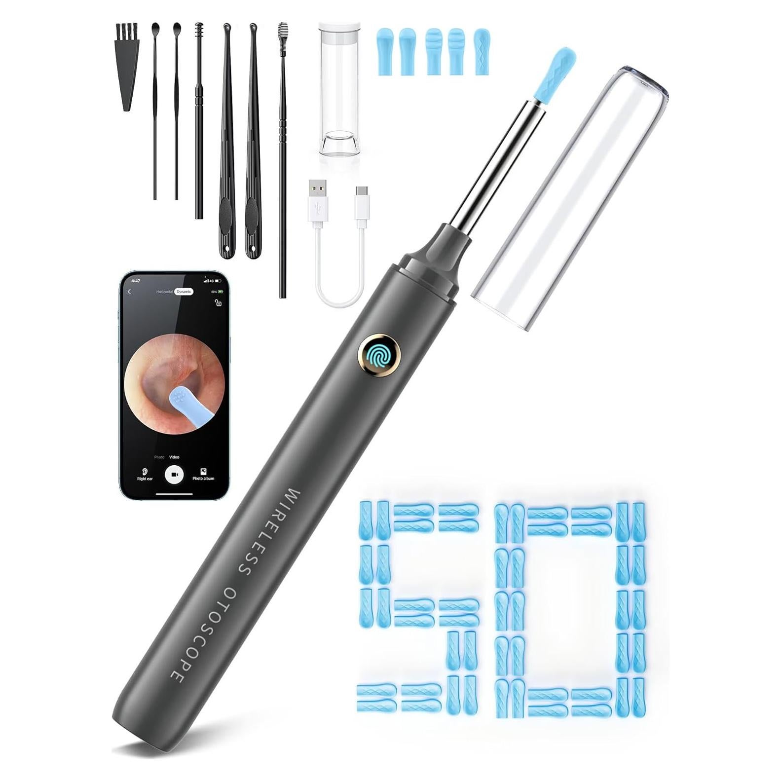 Limpiador de Oídos DEETOK con Cámara HD 1080P y 50 Puntas
