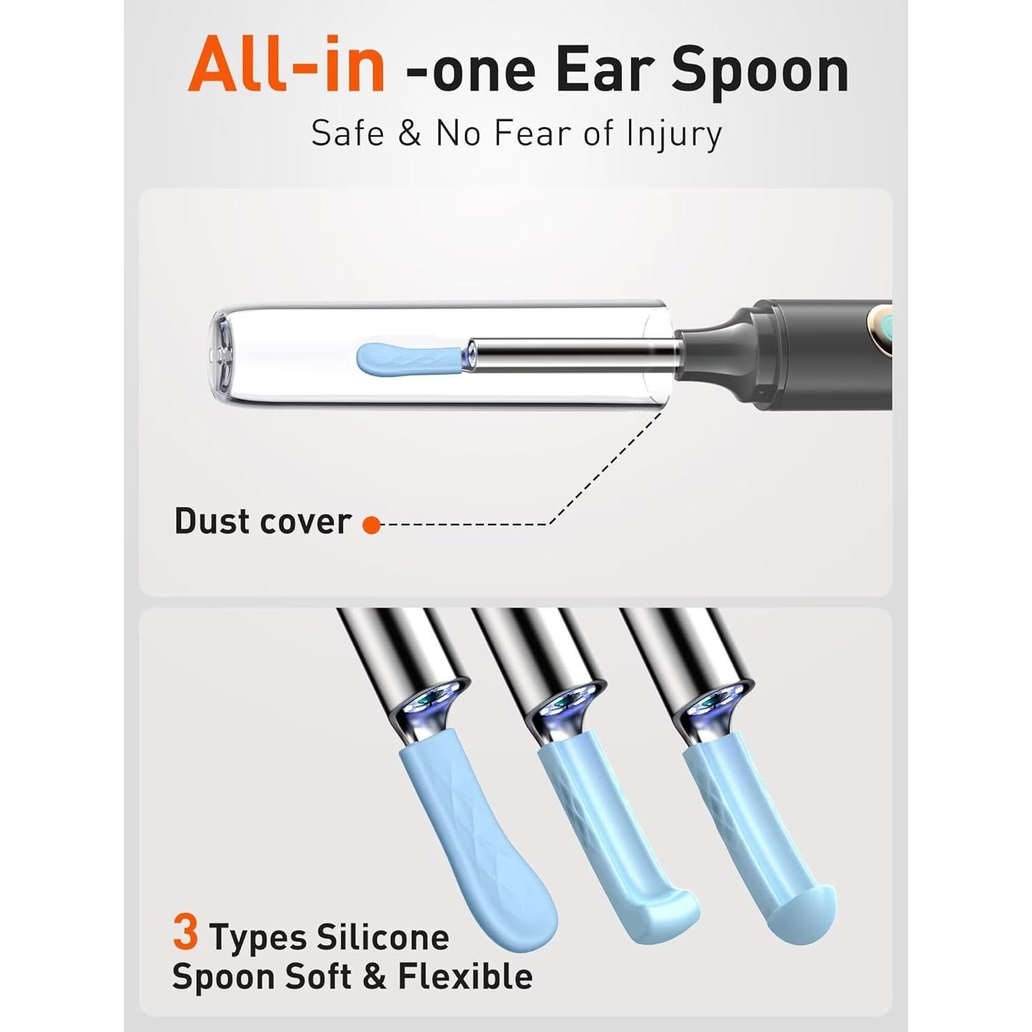 Limpiador de Oídos DEETOK con Cámara HD 1080P y 50 Puntas