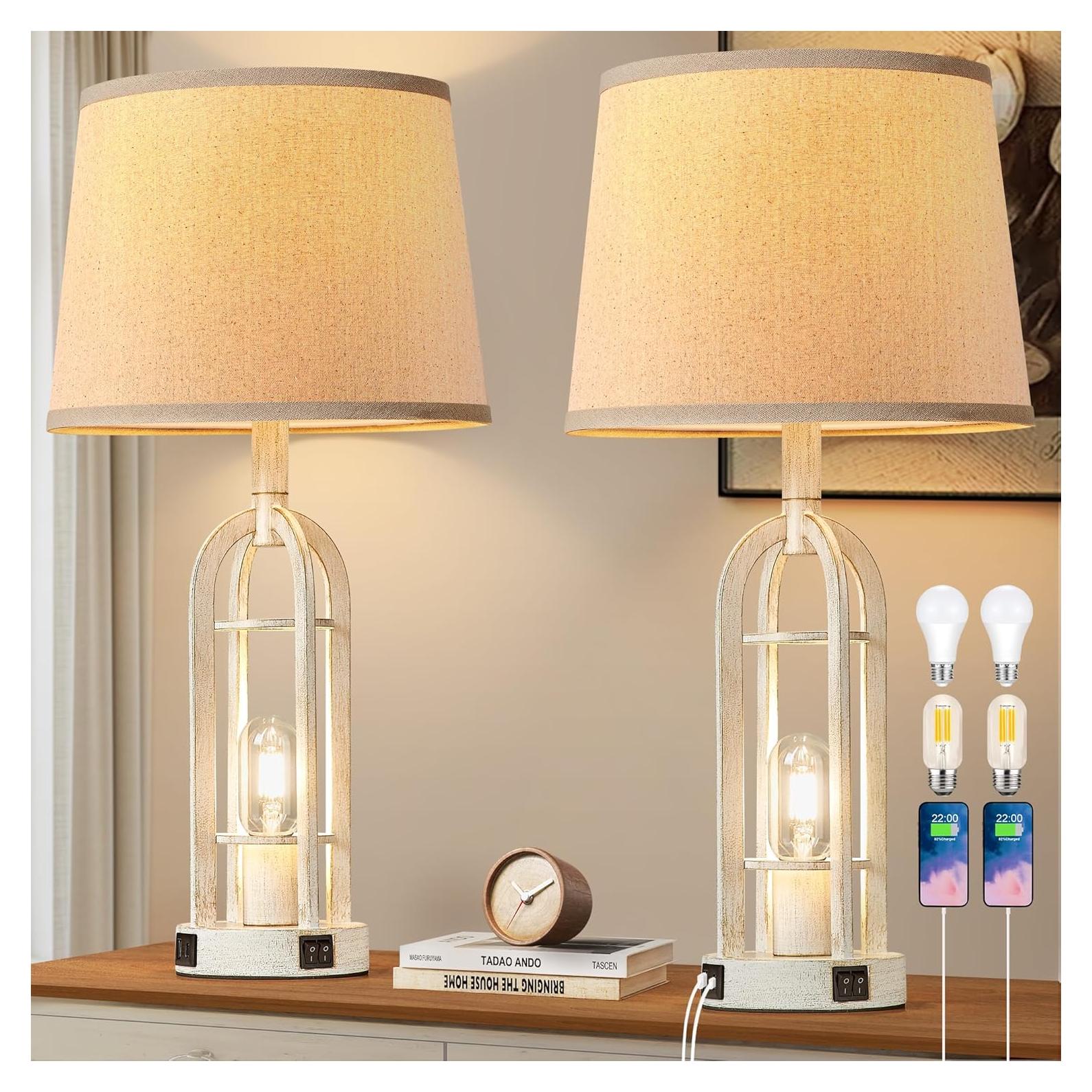 Lámparas de Mesa SRJJA Campestre e Industrial - Juego de 2