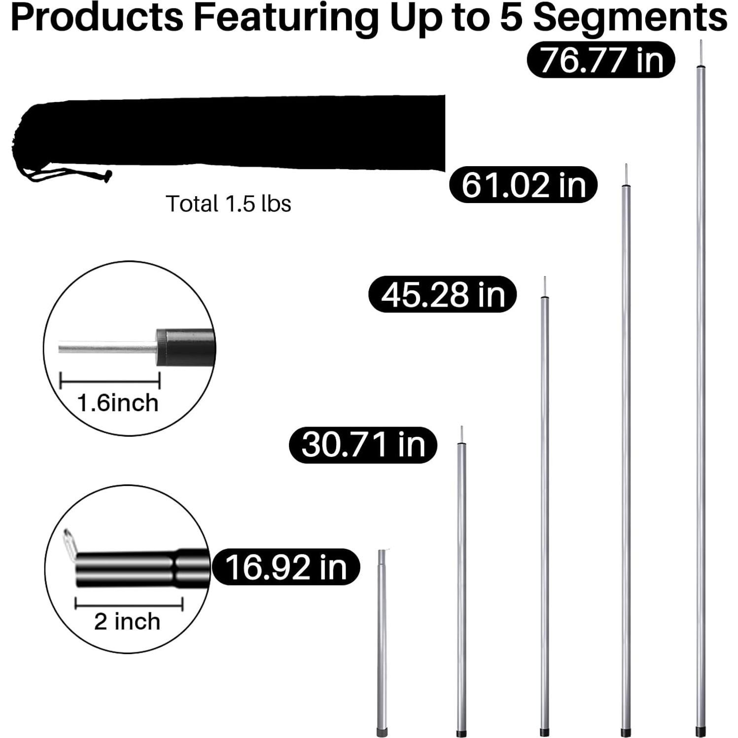 Postes de tienda Neween ajustables, set de 2, 194 cm