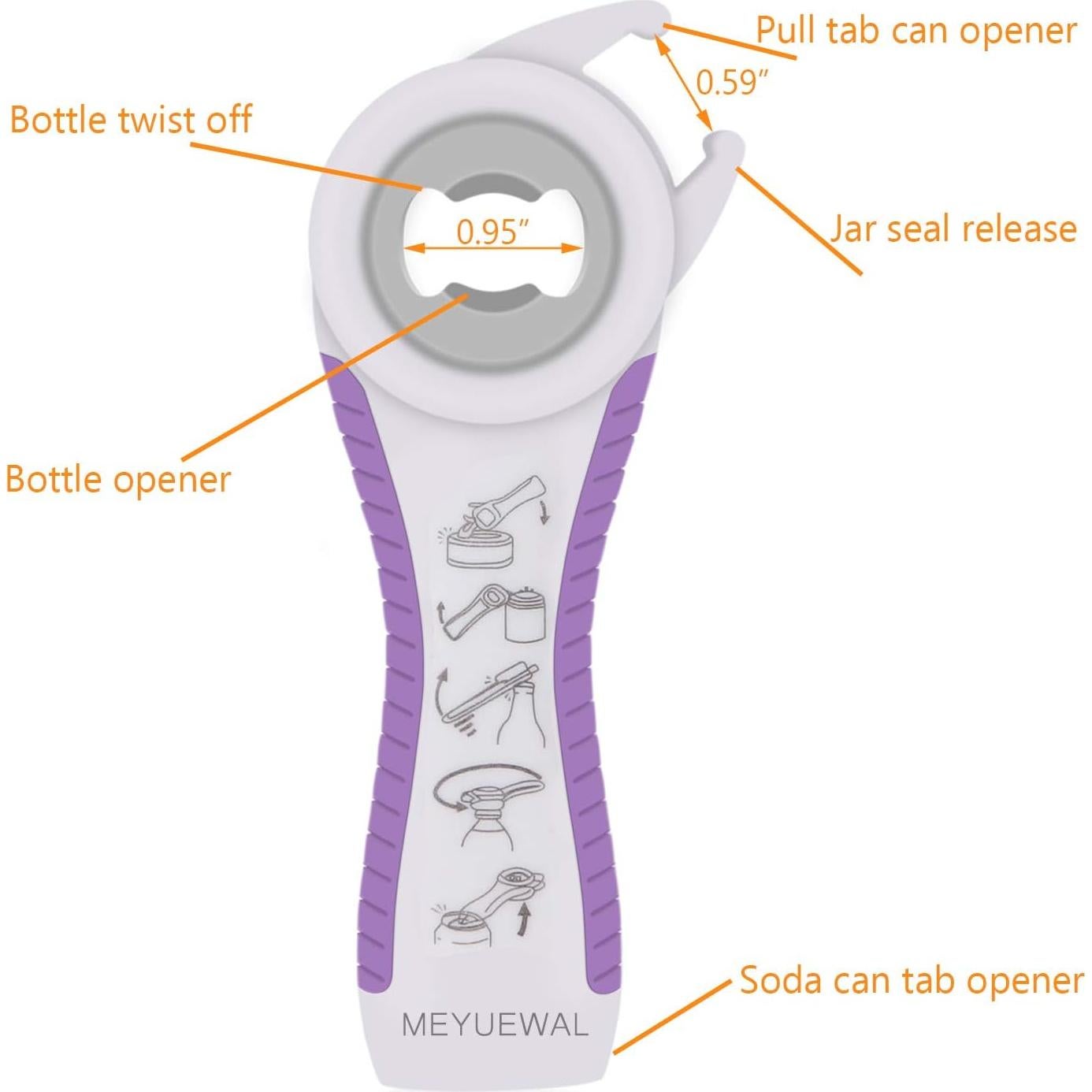 Abridor Multifuncional 5-en-1 MEYUEWAL para Tarros y Latas Azul