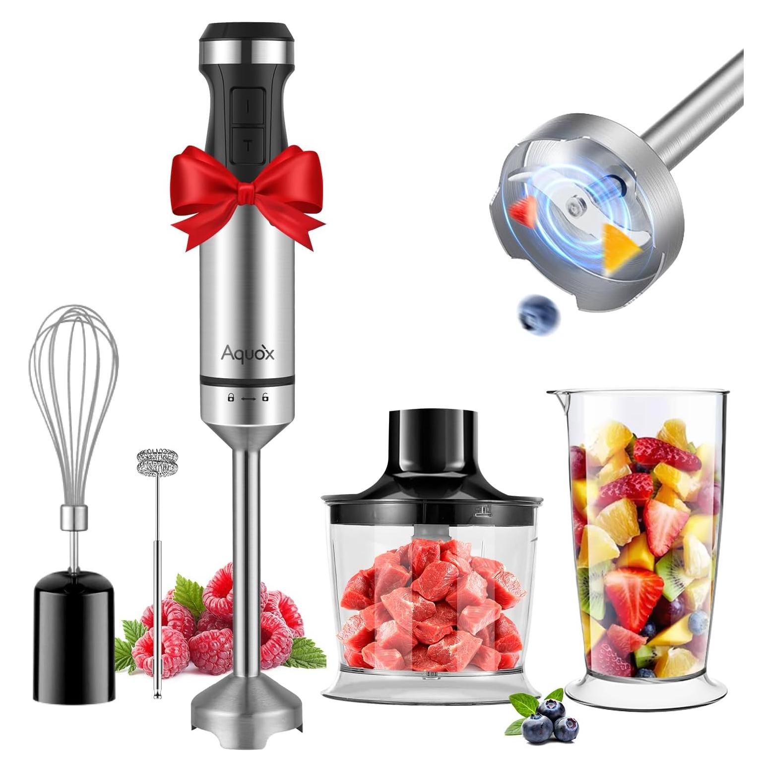 Batidora de Inmersión AQUOX 1500W 5 en 1 con 20 Velocidades