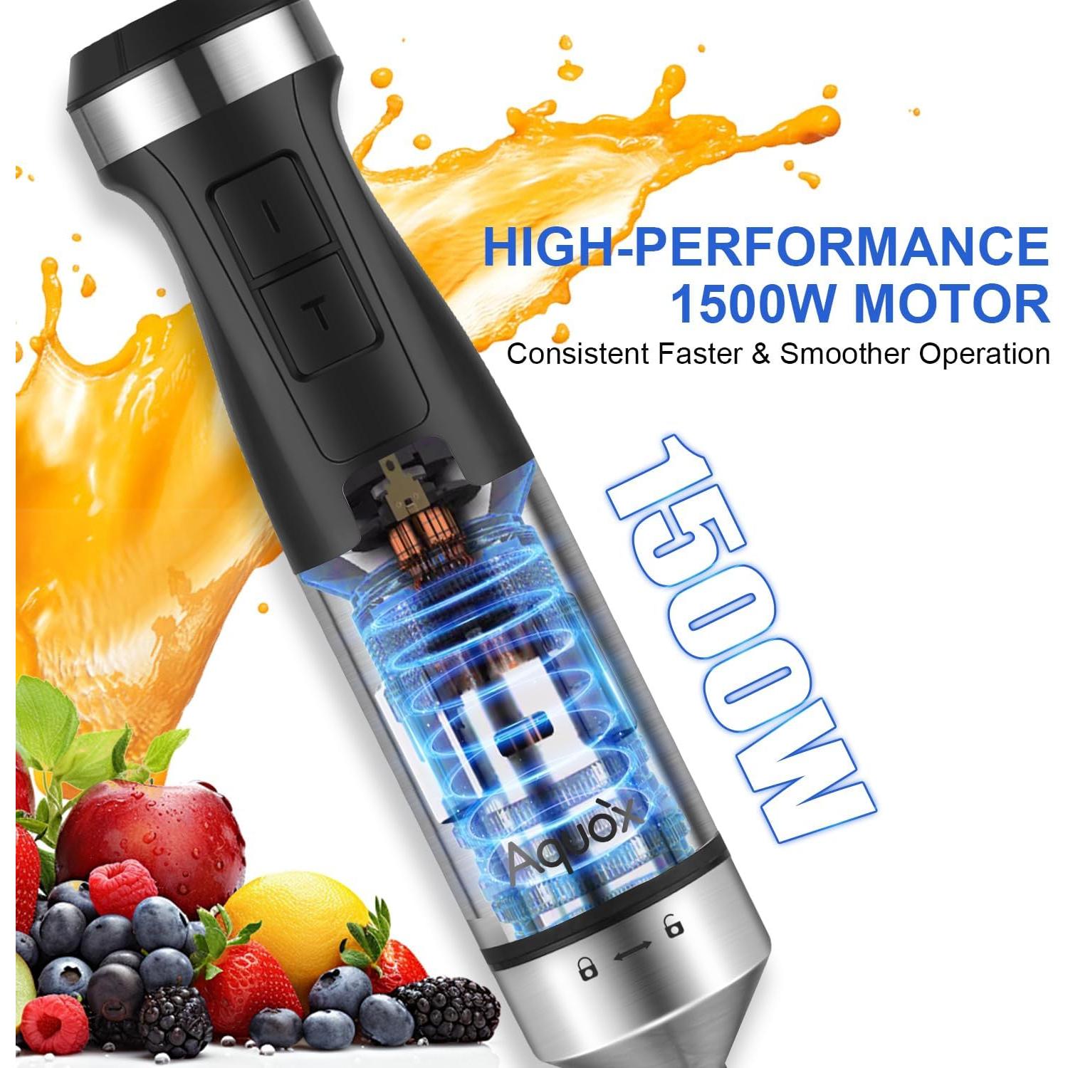 Batidora de Inmersión AQUOX 1500W 5 en 1 con 20 Velocidades