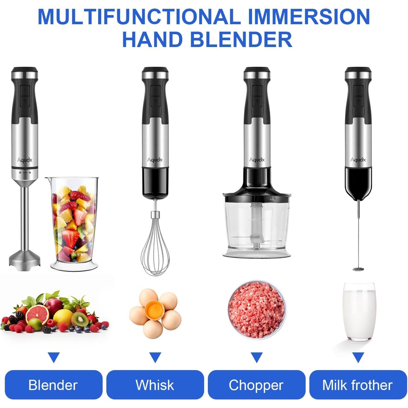Batidora de Inmersión AQUOX 1500W 5 en 1 con 20 Velocidades