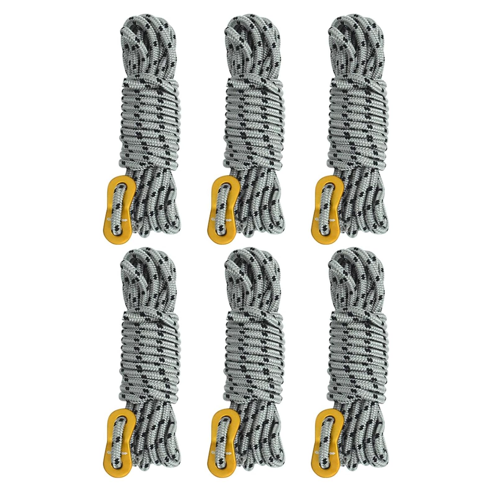 Cuerdas de Tienda GEERTOP 6 Pack 5 mm 3,96 m Gris