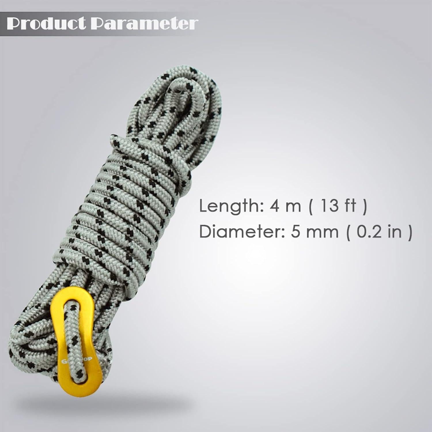 Cuerdas de Tienda GEERTOP 6 Pack 5 mm 3,96 m Gris
