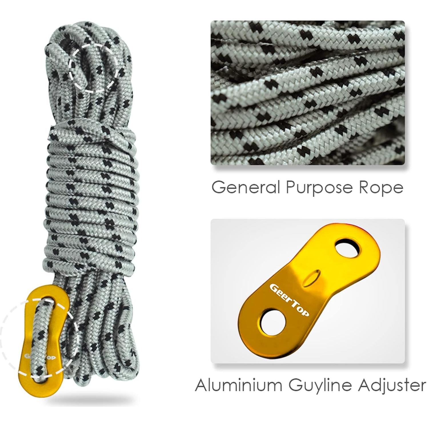 Cuerdas de Tienda GEERTOP 6 Pack 5 mm 3,96 m Gris