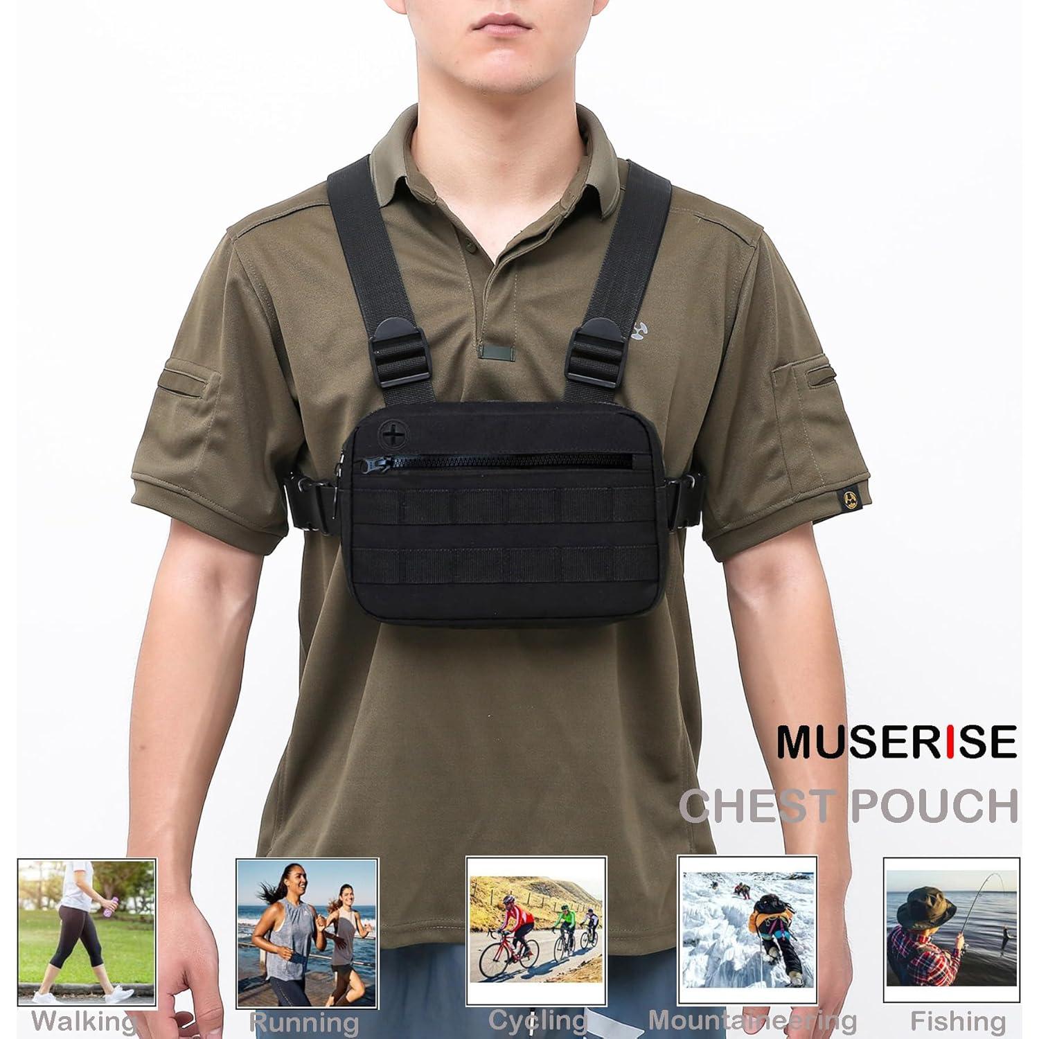 Bolsa de Pecho Deportiva Negra EDC para Hombres 23x16cm