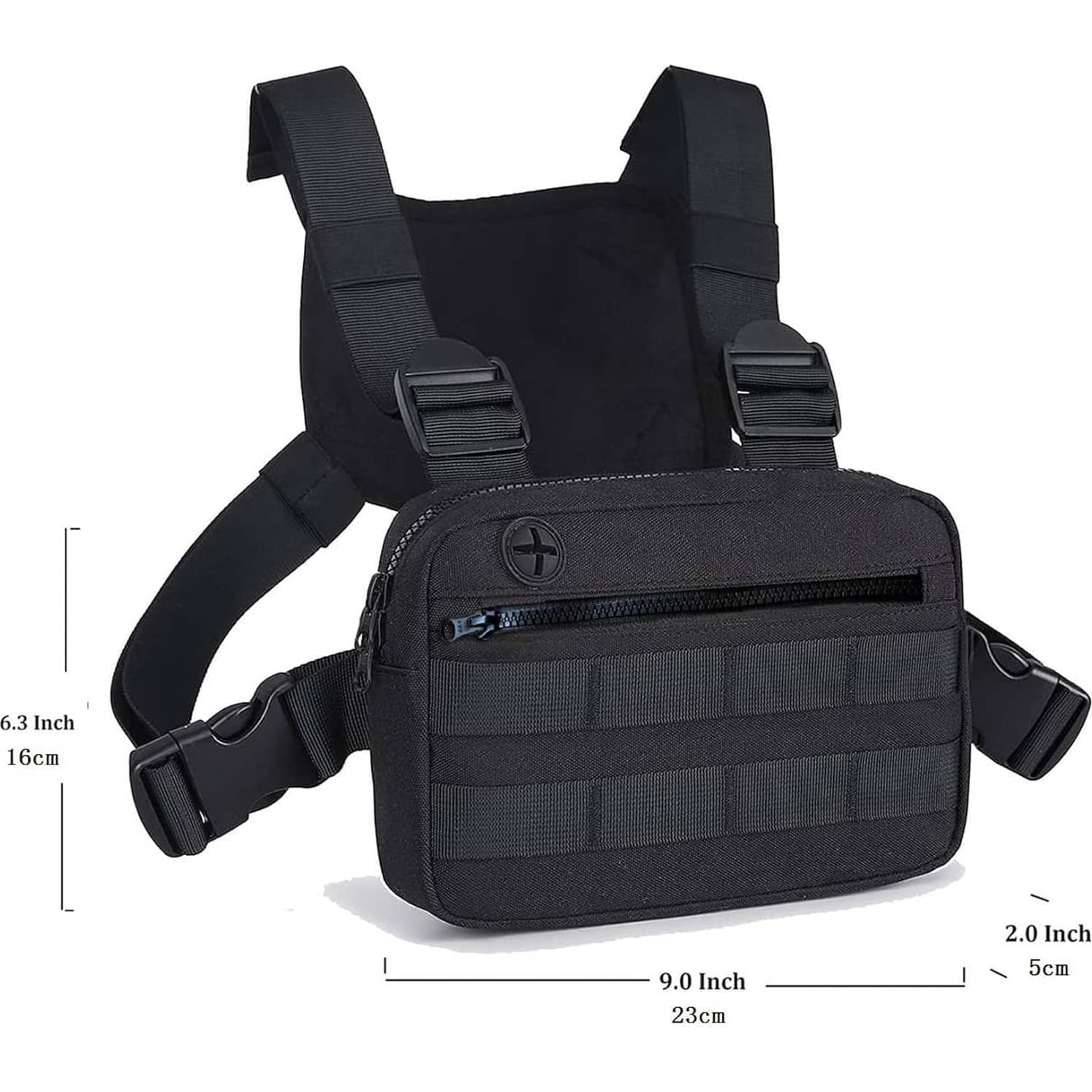 Bolsa de Pecho Deportiva Negra EDC para Hombres 23x16cm