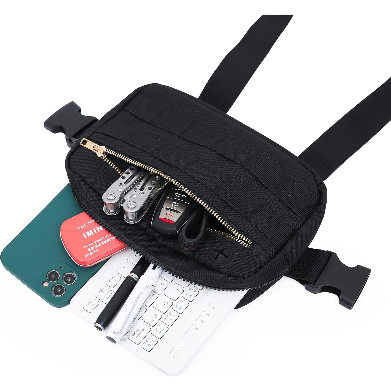 Bolsa de Pecho Deportiva Negra EDC para Hombres 23x16cm