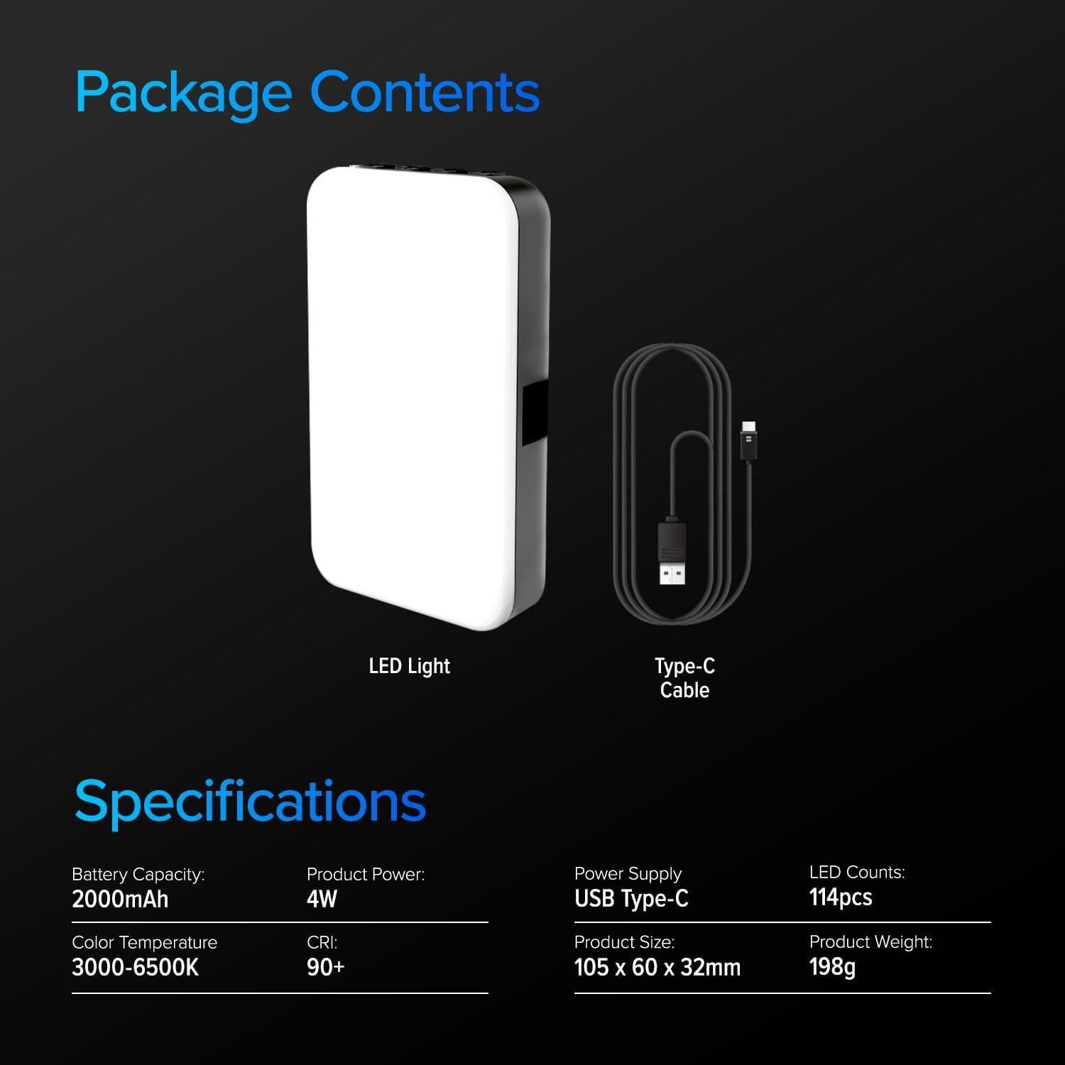 Luz Giratoria LED Recargable LimoStudio 360° 17 Efectos Color