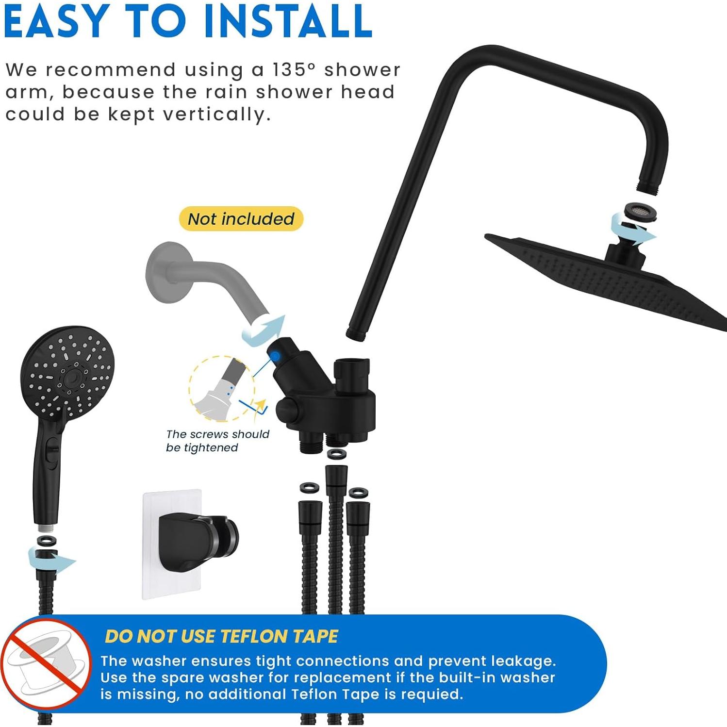 Combo Cabezal de Ducha Doble Ryamen 8" (20.32 cm) Alta Presión