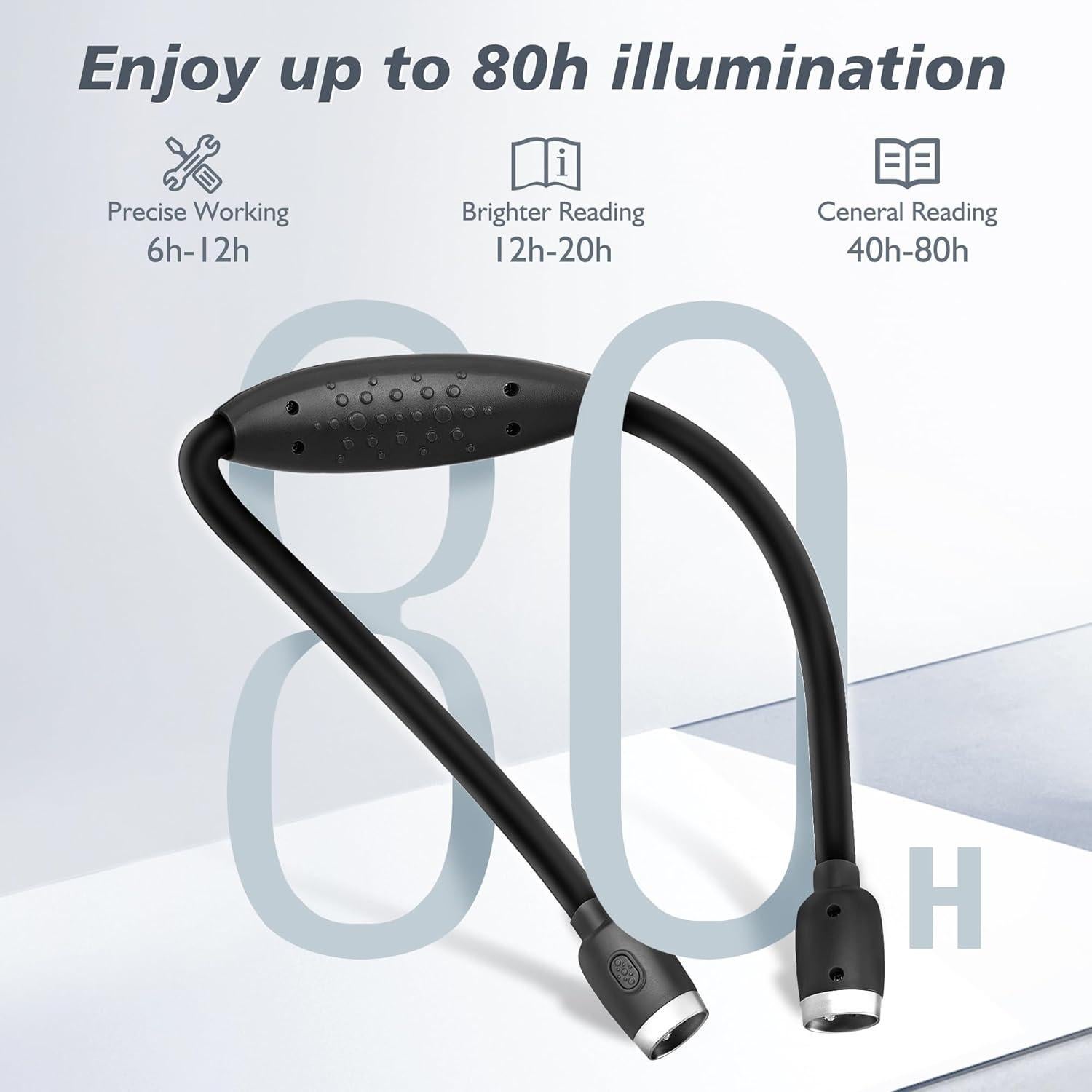 Luz de Cuello LED Manos Libres con 3 Niveles de Brillo - Negro