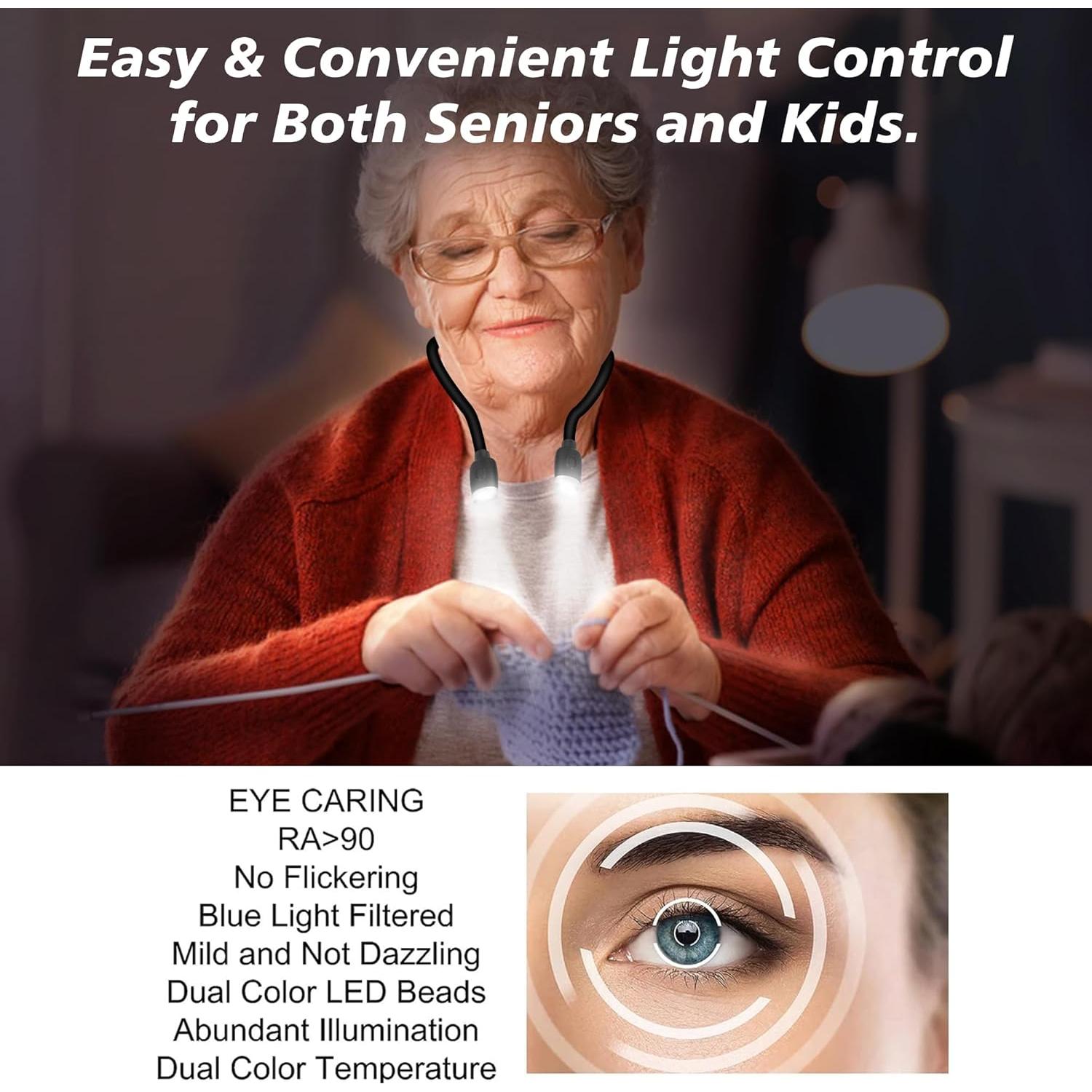 Luz de Cuello LED Manos Libres con 3 Niveles de Brillo - Negro