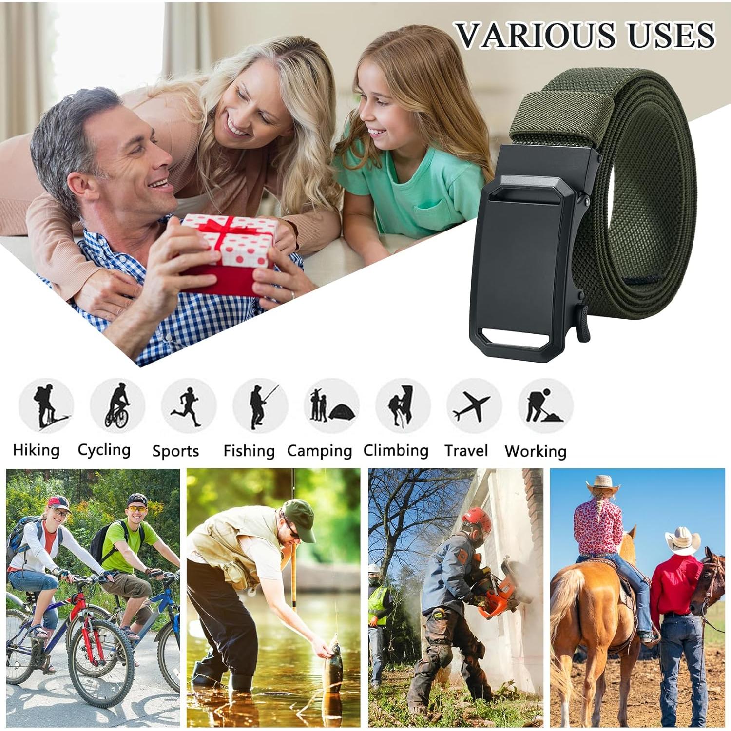 Cinturón Elástico Ajustable LionVII Verde 1.5" para Hombres