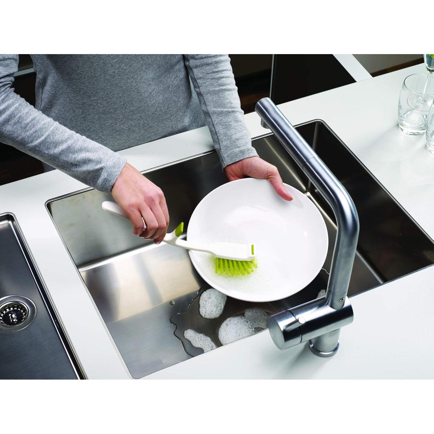 Joseph Joseph Edge Dish Brush with Integrated Sink Rest, Grey