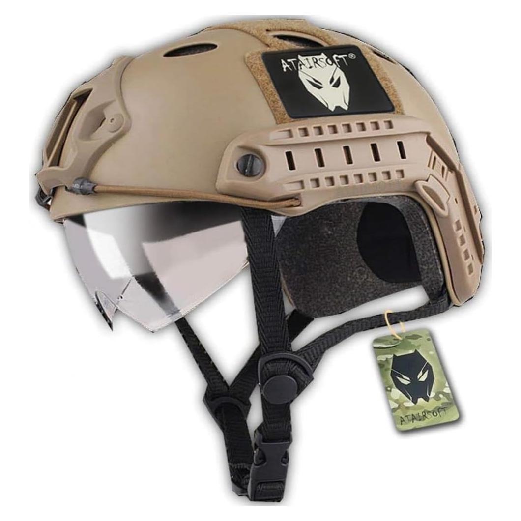 Casco Táctico Multifuncional ATAIRSOFT DE con Gafas y Visera