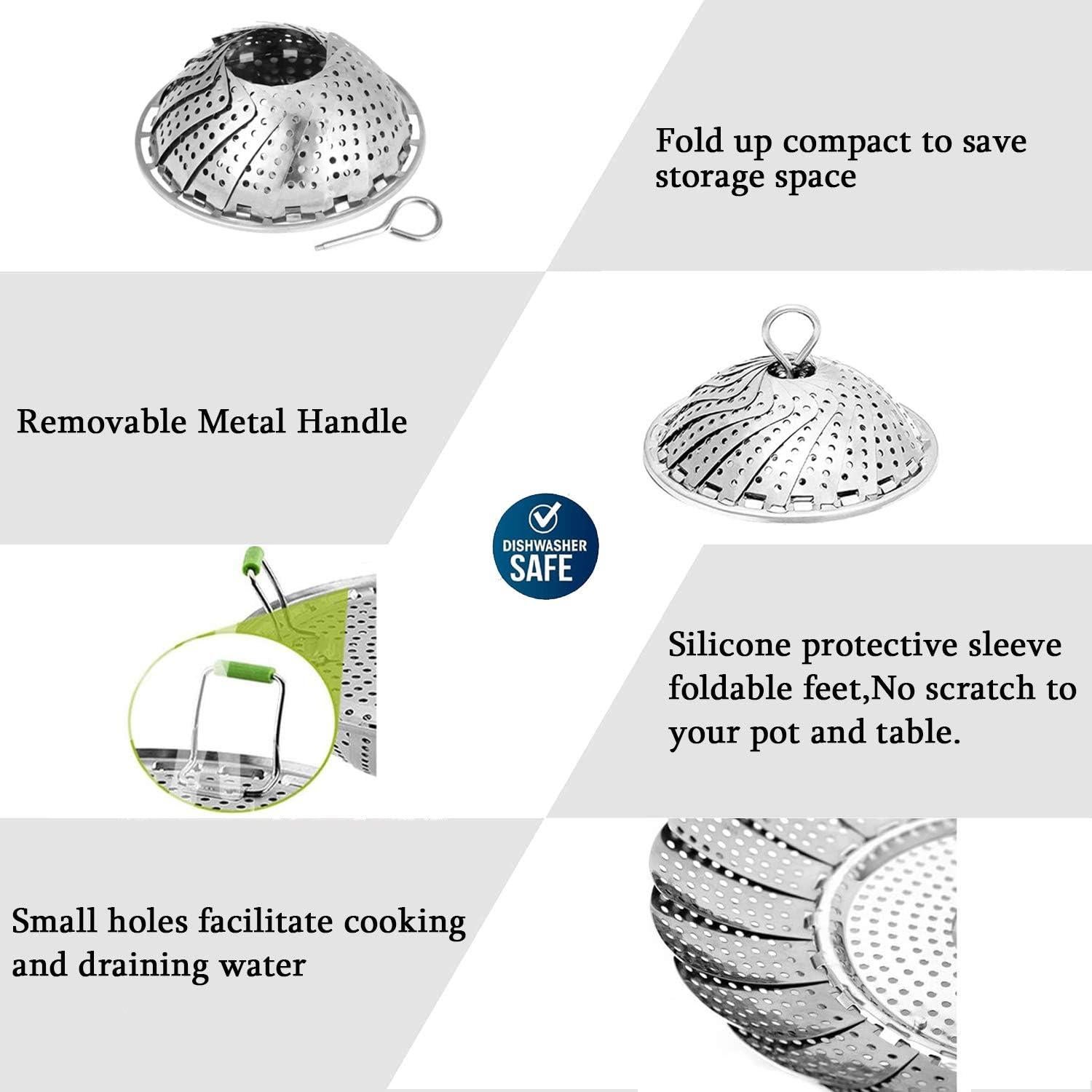 Cesta de Vapor Acero Inoxidable JMTEEA 18.4 cm Ajustable