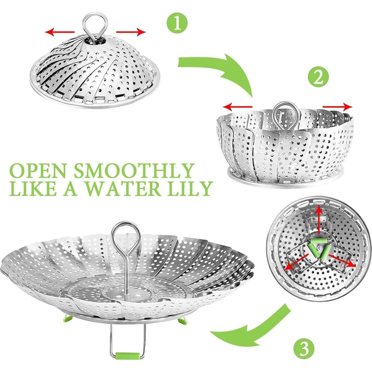 Cesta de Vapor Acero Inoxidable JMTEEA 18.4 cm Ajustable