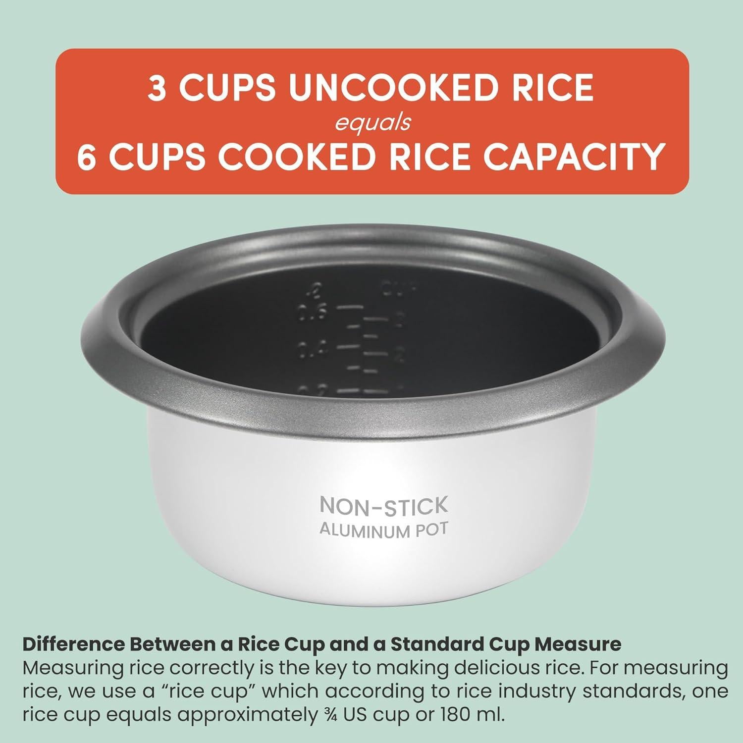 Cocedor de Arroz Eléctrico Elite Gourmet ERC-006NST 6 Tazas