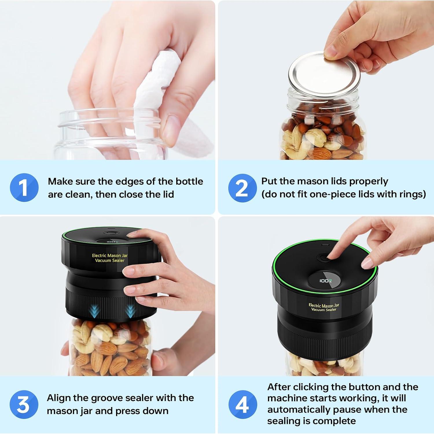 Sellador al vacío eléctrico Attikbiz VP09 para tarros de mason