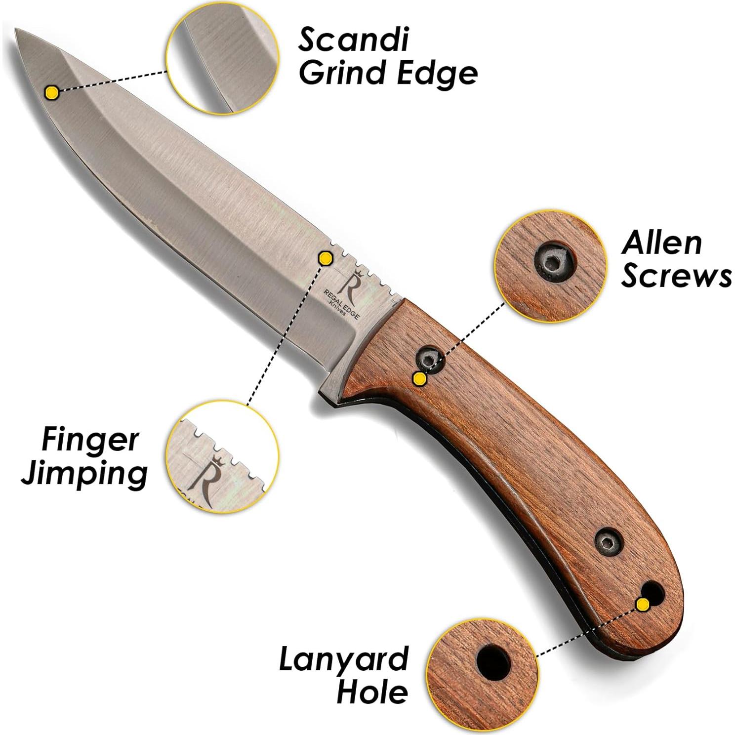 Cuchillo Bushcraft Regal Edge 22.86 cm con Funda de Cuero