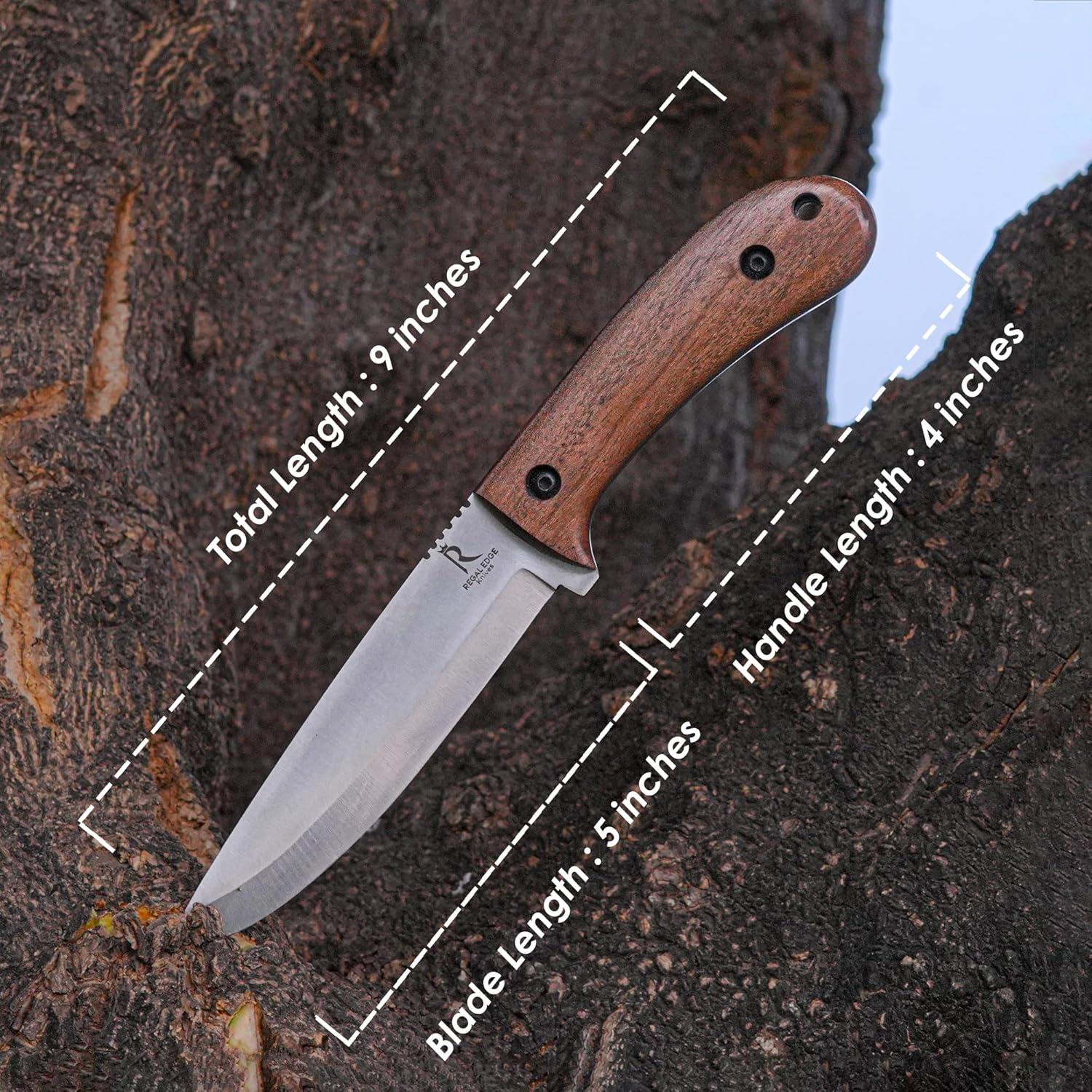 Cuchillo Bushcraft Regal Edge 22.86 cm con Funda de Cuero